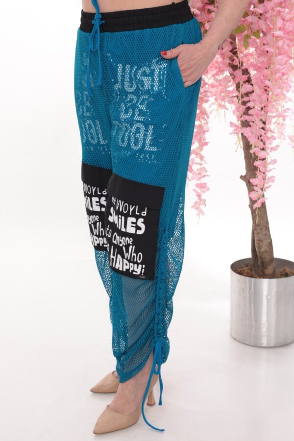 Wholesale Slogan Print Mesh Cargo Trousers