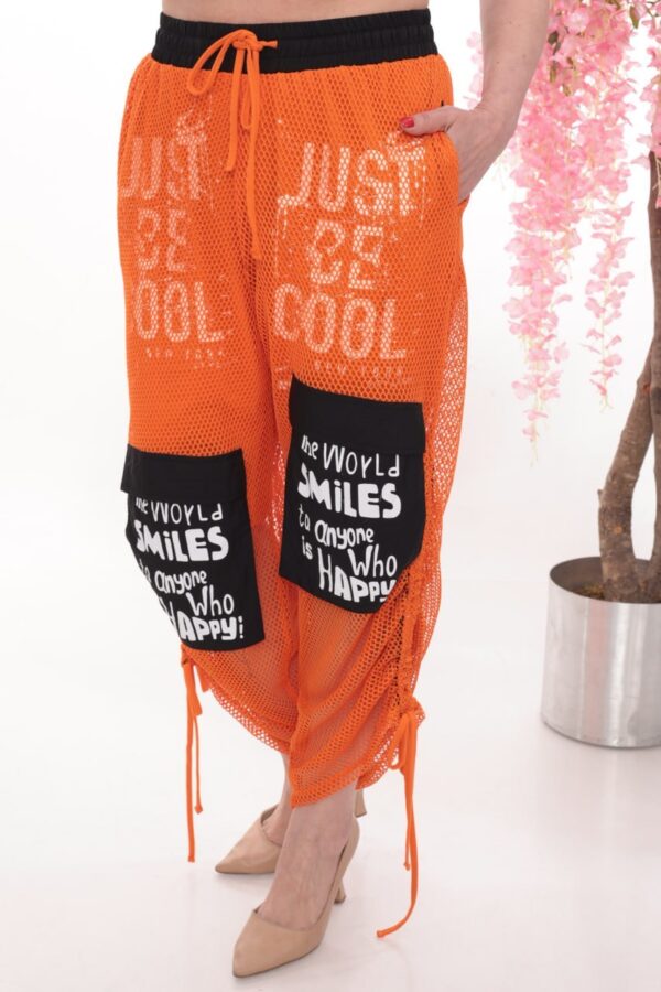 Wholesale Slogan Print Mesh Cargo Trousers