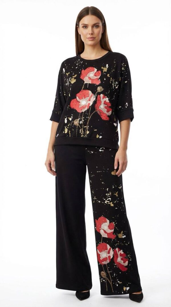 Artistic Poppy Print Co-ord Set with Gold Foil