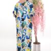 Wholesale Asymmetric Abstract Print Maxi Dress
