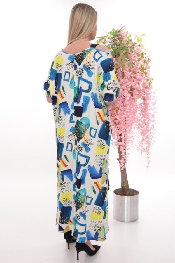 Wholesale Asymmetric Abstract Print Maxi Dress