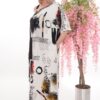 Wholesale Asymmetric Abstract Print Maxi Dress