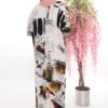 Wholesale Asymmetric Abstract Print Maxi Dress