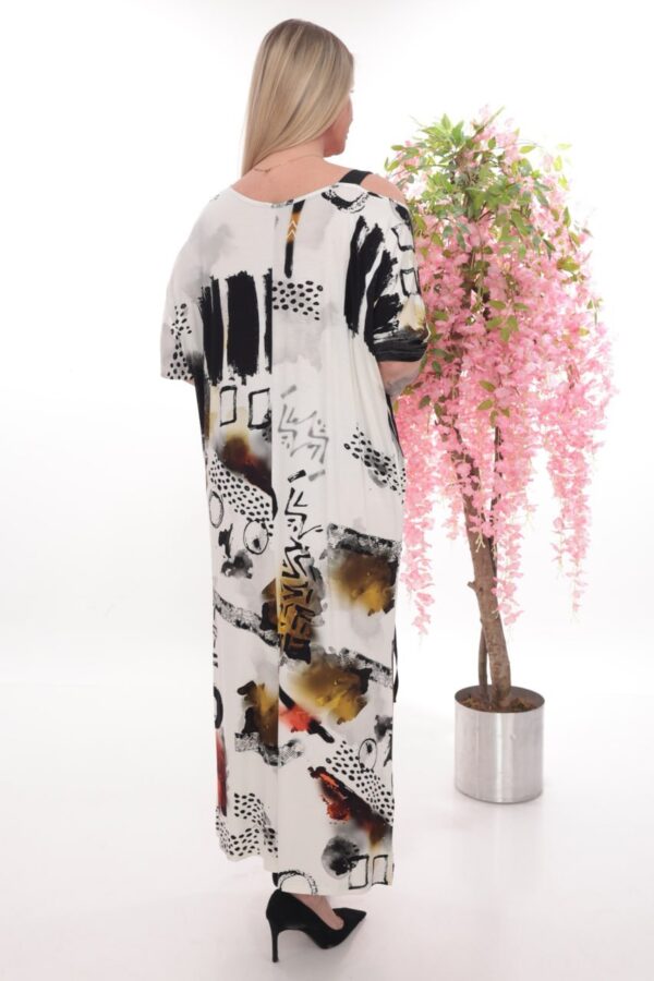 Wholesale Asymmetric Abstract Print Maxi Dress