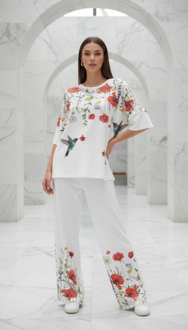 Floral Poppy Print Tunic and Trouser Set