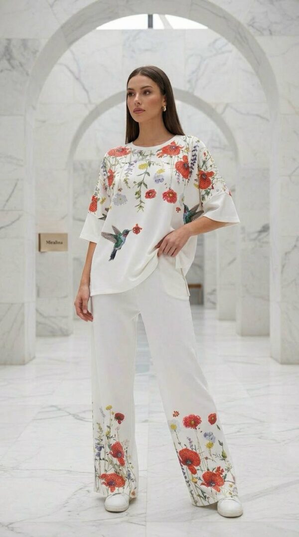 Floral Poppy Print Tunic and Trouser Set