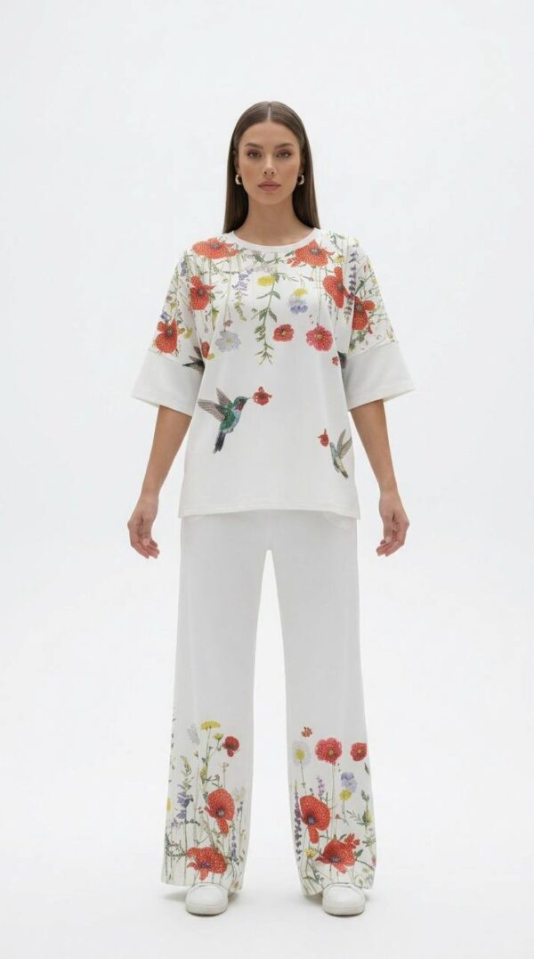 Floral Poppy Print Tunic and Trouser Set