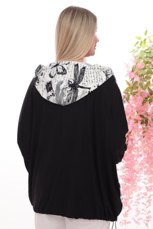 Artistic Print Zip-Up Dolman Sleeve Hoodie