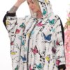 Artistic Print Zip-Up Dolman Sleeve Hoodie