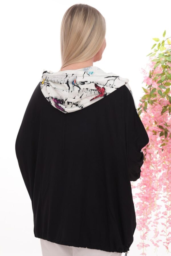Artistic Print Zip-Up Dolman Sleeve Hoodie