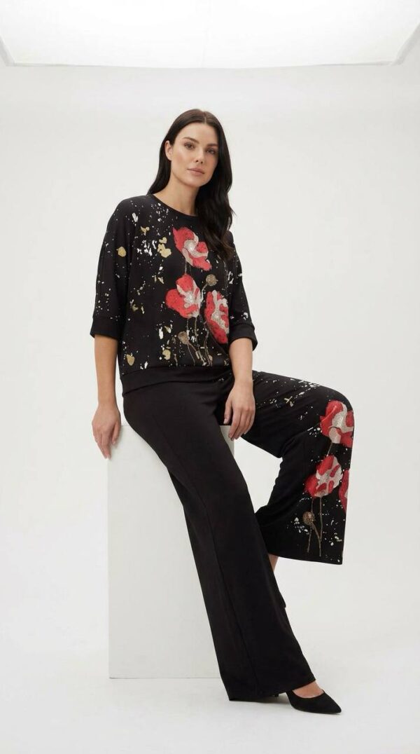 Artistic Poppy Print Co-ord Set with Gold Foil