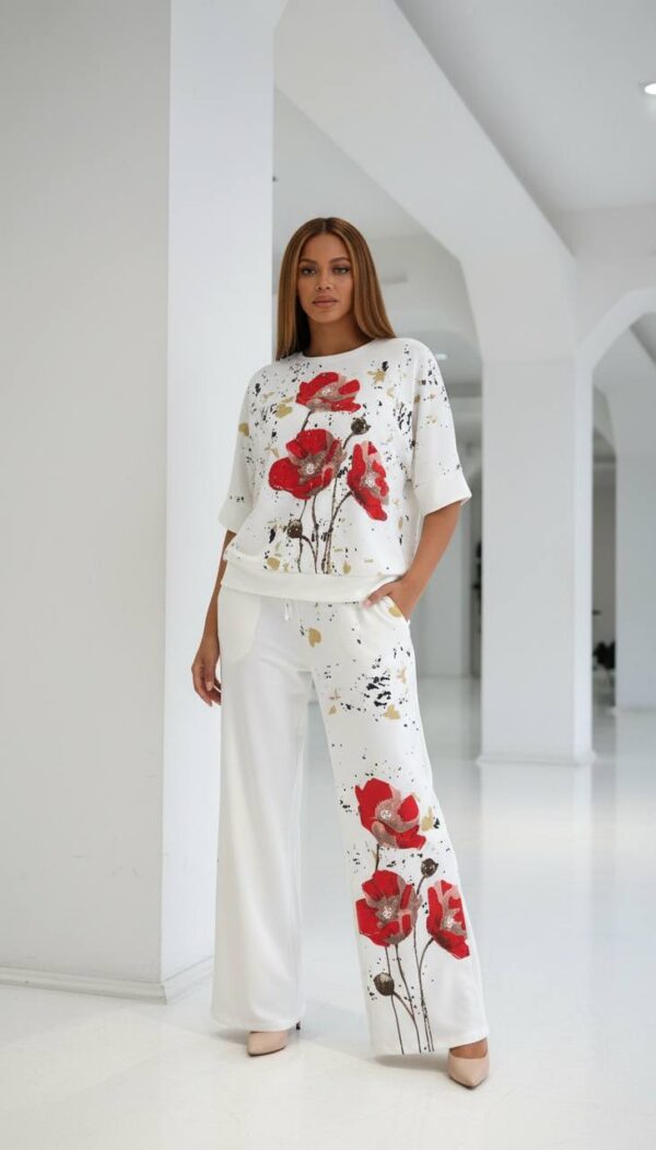 Artistic Poppy Print Co-ord Set with Gold Foil