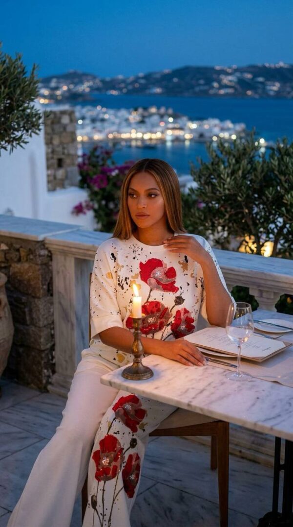 Artistic Poppy Print Co-ord Set with Gold Foil