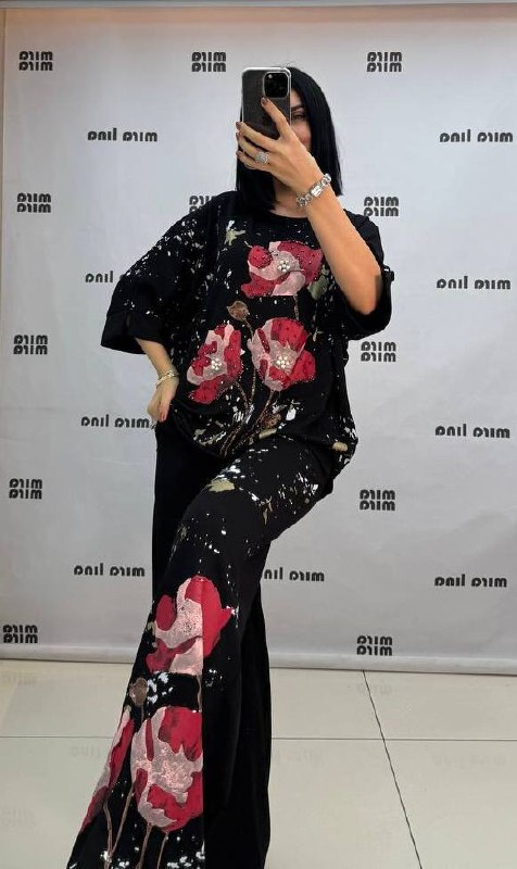 Artistic Poppy Print Co-ord Set with Gold Foil