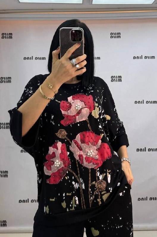 Artistic Poppy Print Co-ord Set with Gold Foil