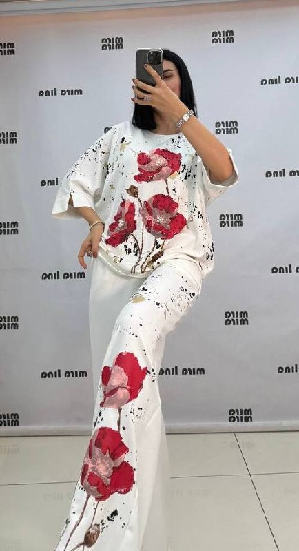 Artistic Poppy Print Co-ord Set with Gold Foil