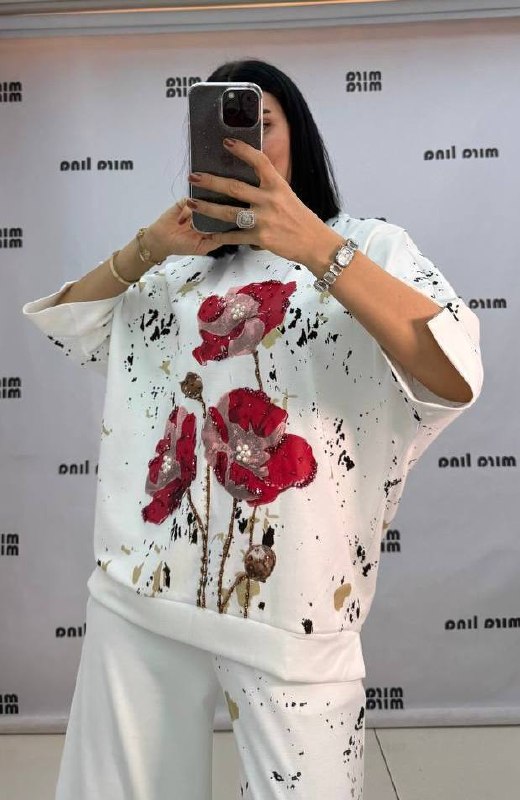 Artistic Poppy Print Co-ord Set with Gold Foil