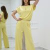 Wholesale Button-Shoulder Top & Palazzo Pants Set