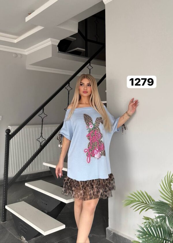 Wholesale Sequin Bunny Graphic T-Shirt Dress