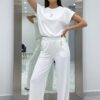 Wholesale Button-Shoulder Top & Palazzo Pants Set