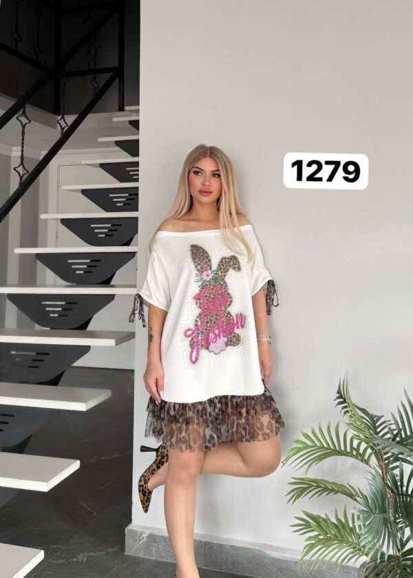 Wholesale Sequin Bunny Graphic T-Shirt Dress