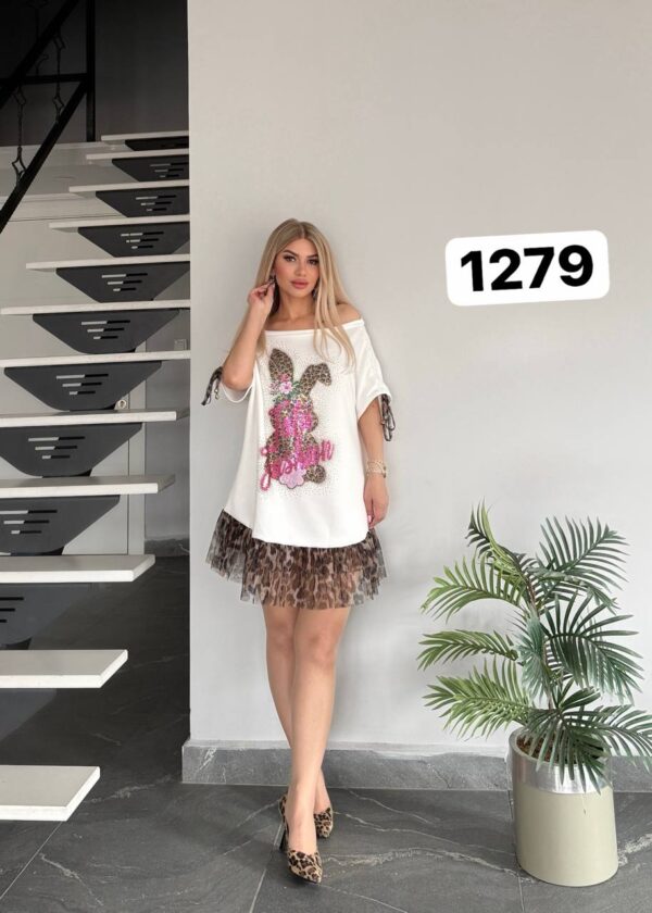 Wholesale Sequin Bunny Graphic T-Shirt Dress