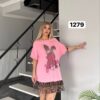 Wholesale Sequin Bunny Graphic T-Shirt Dress
