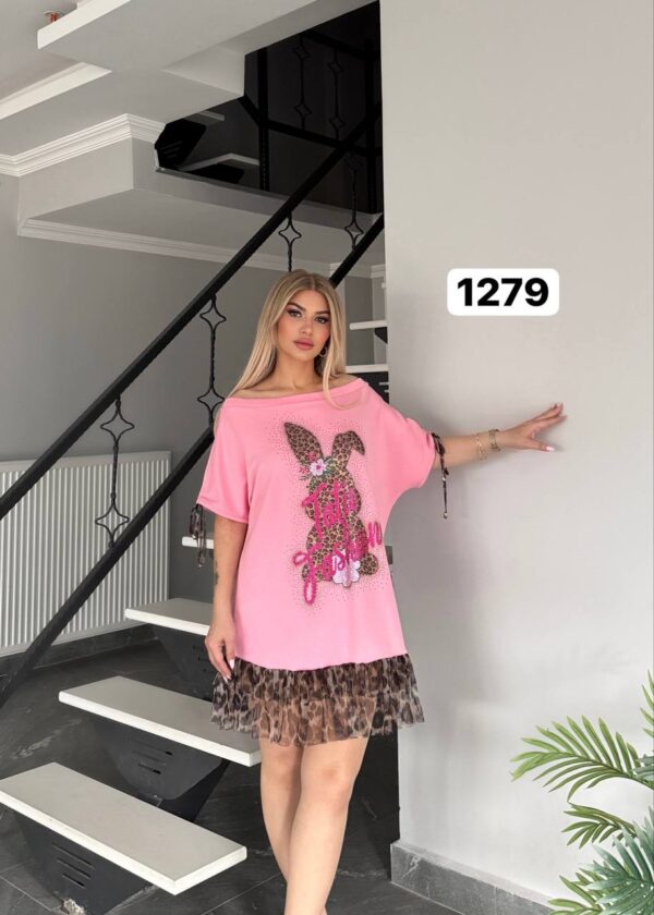 Wholesale Sequin Bunny Graphic T-Shirt Dress