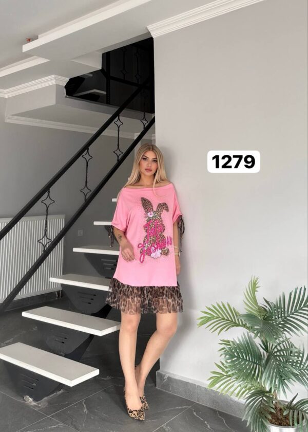 Wholesale Sequin Bunny Graphic T-Shirt Dress