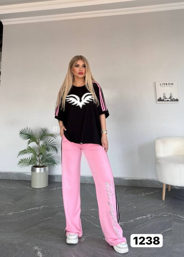 Embellished Wing Graphic Tee & Trouser Set