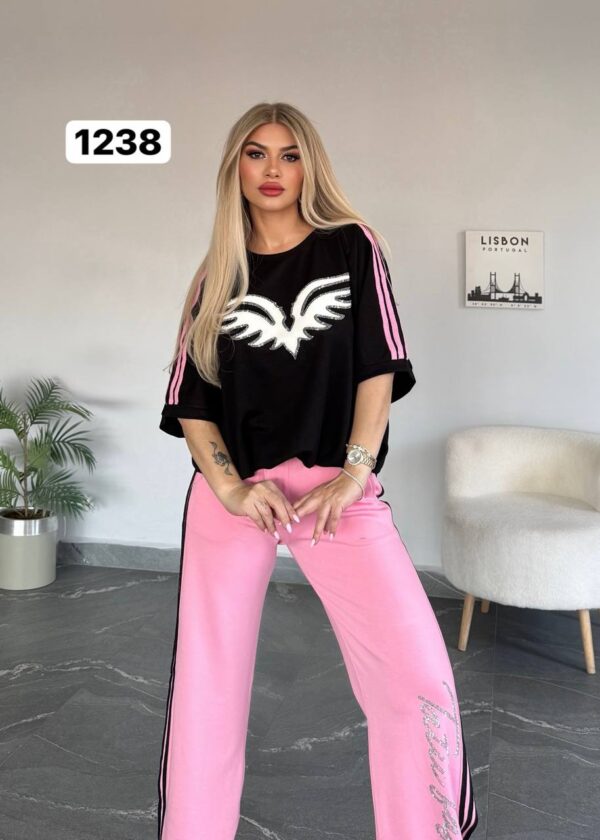 Embellished Wing Graphic Tee & Trouser Set