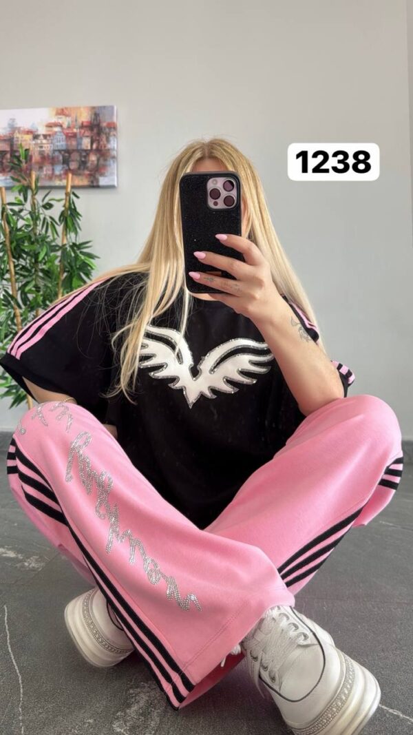 Embellished Wing Graphic Tee & Trouser Set