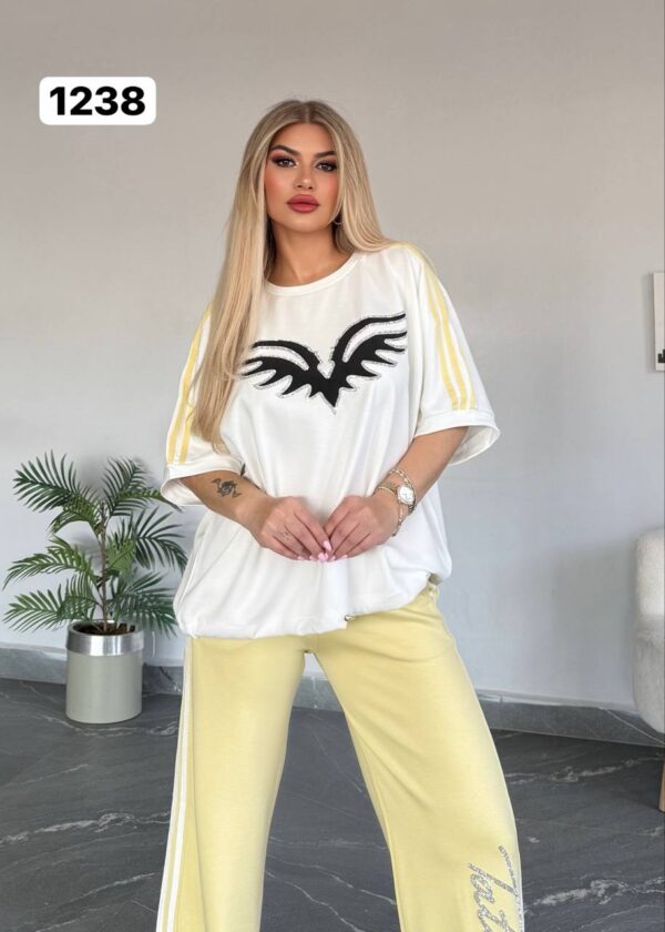 Embellished Wing Graphic Tee & Trouser Set
