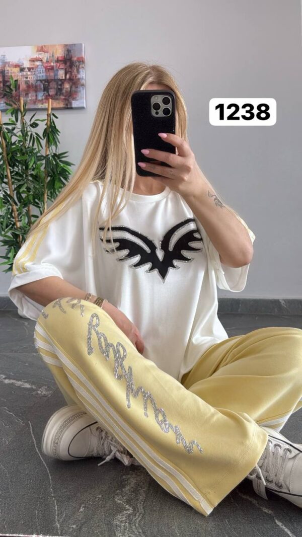 Embellished Wing Graphic Tee & Trouser Set