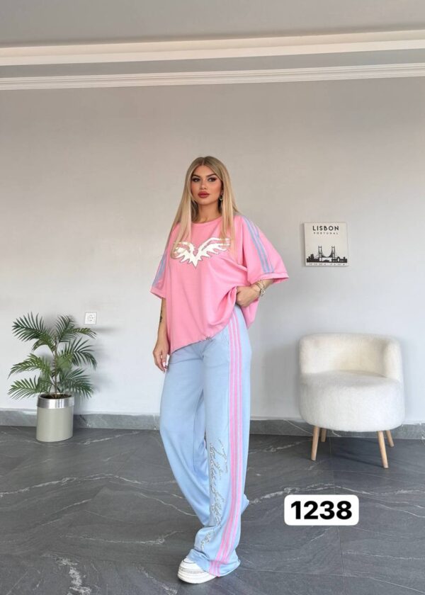 Embellished Wing Graphic Tee & Trouser Set