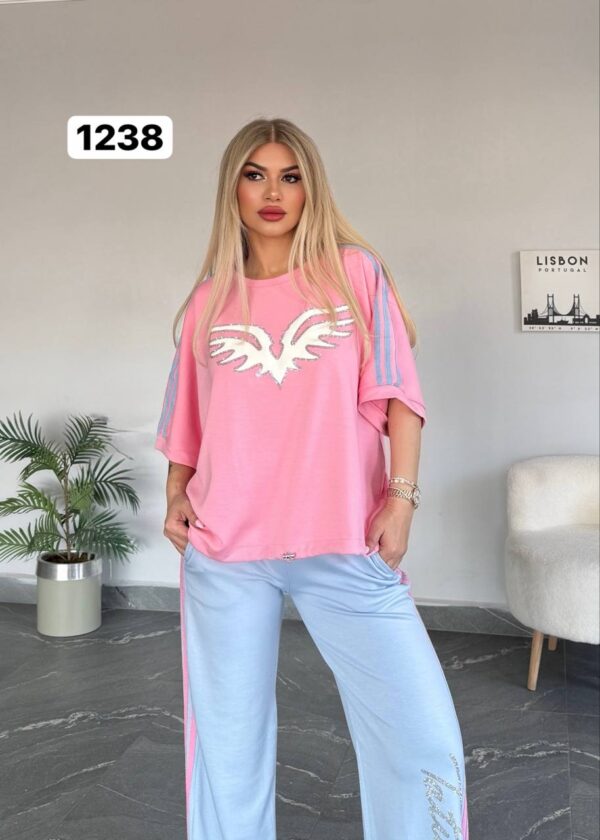 Embellished Wing Graphic Tee & Trouser Set