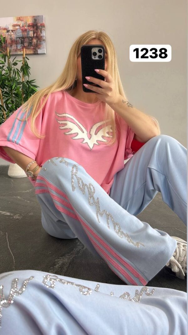 Embellished Wing Graphic Tee & Trouser Set