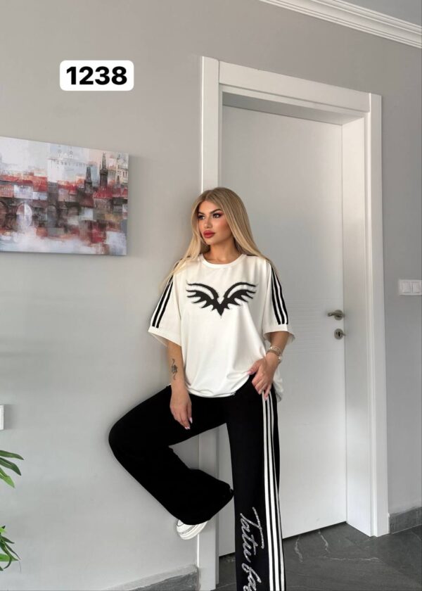 Embellished Wing Graphic Tee & Trouser Set