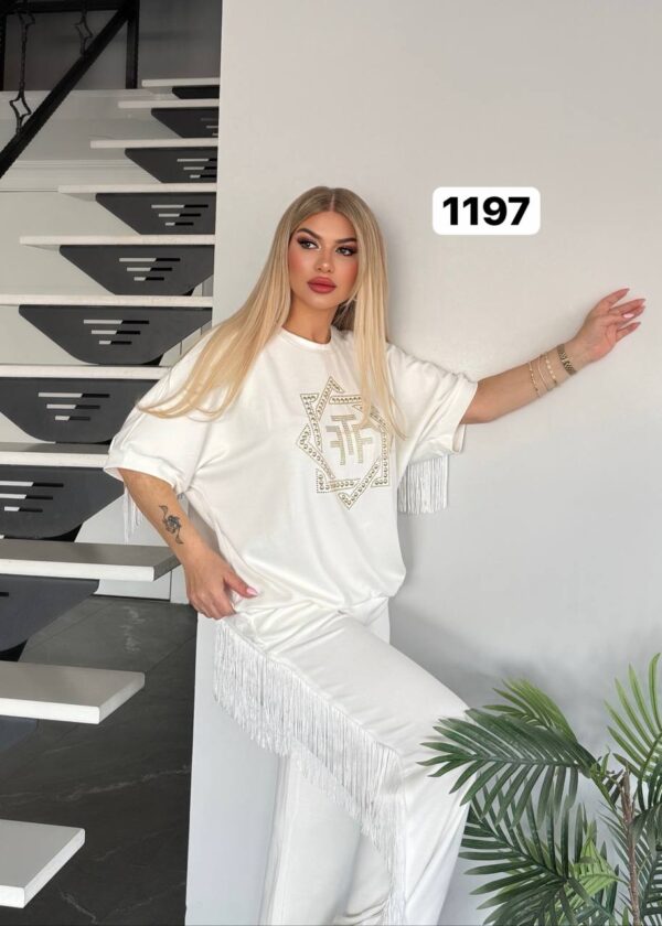 Embellished Fringe Detail Loungewear Set