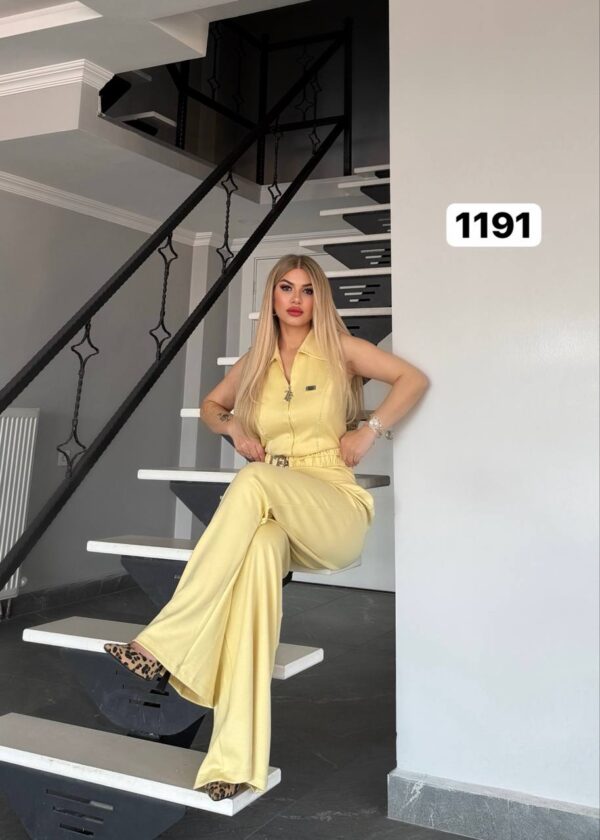 Wholesale Collared Zip-Front Belted Jumpsuit