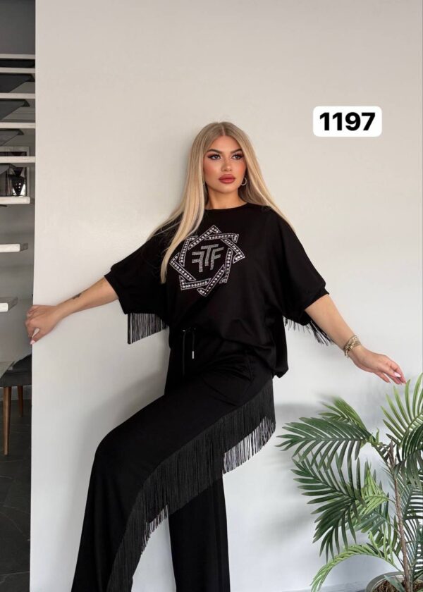 Embellished Fringe Detail Loungewear Set