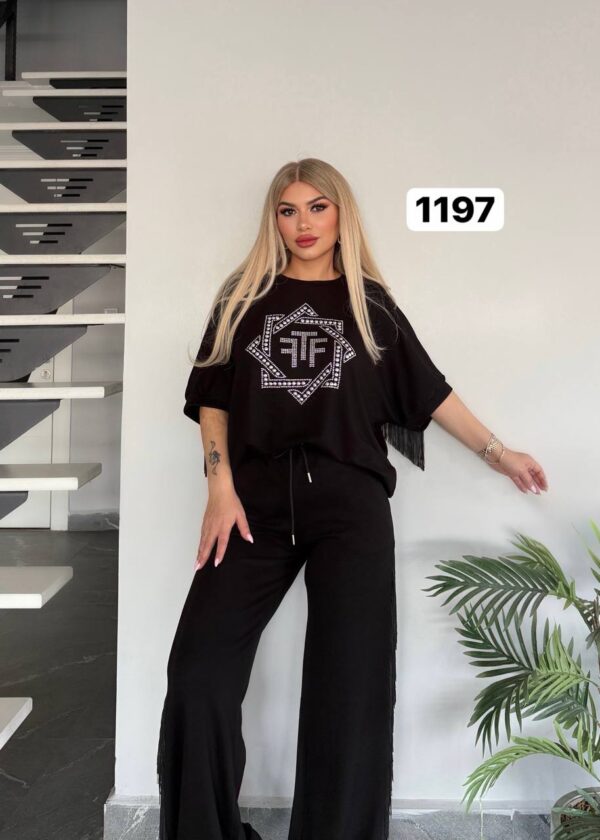 Embellished Fringe Detail Loungewear Set