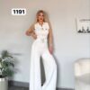 Wholesale Collared Zip-Front Belted Jumpsuit