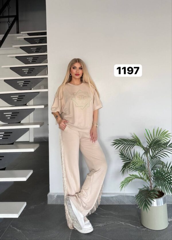 Embellished Fringe Detail Loungewear Set