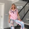 Graphic Print Denim-Effect Tracksuit Set