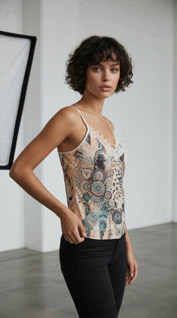 Boho Leopard Print Lace Trim Camisole