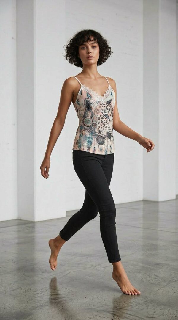 Wholesale Bohemian Leopard Print Sateen Camisole