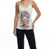 Lace-Trimmed Graphic Print Camisole