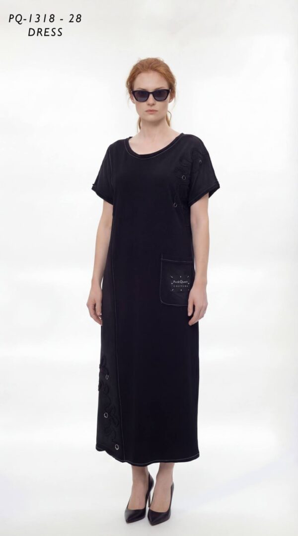 Asymmetric Embroidered Midi T-Shirt Dress