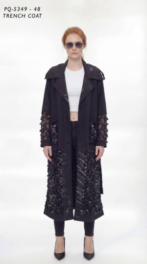 Modern Laser-Cut Detail Trench Coat